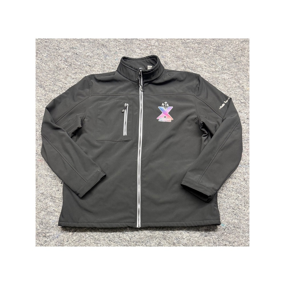 Alaska Airlines Decade of Awesome Softshell Jacket Mens XL Black Virgin Horizon